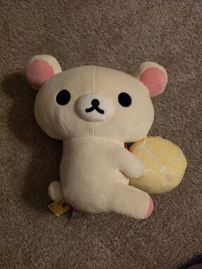 16" Large Korilakkuma White Holding Lemon Slice NWT San-X Round 1 Exclusive